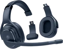 Rand McNally ClearDryve 220 Bluetooth noise-cancelling headphones displayed with detachable ear cup and microphone components.