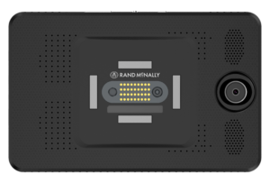 Back view of the Rand McNally OverDryve 8 Pro II truck GPS tablet showing mounting connector and rear camera.