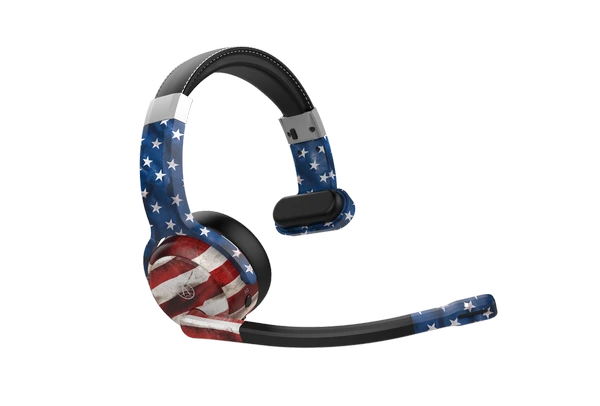 Rand McNally ClearDryve 100 Certified Refurbished Stars & Stripes Wireless Bluetooth Headset featuring American flag design with stars and stripes pattern