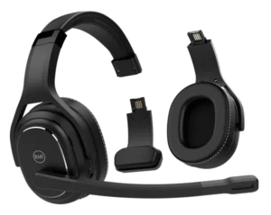 Rand McNally ClearDryve 220 Convertible Bluetooth Headphones with detachable ear cup and microphone, showcasing flexible components for versatile use by professional drivers.